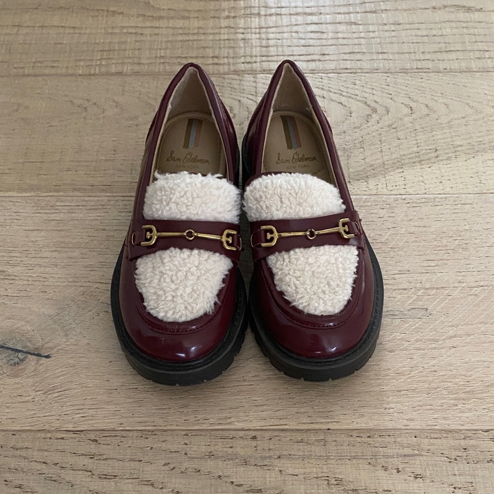 Sam Edelman Tully Kids Burgundy and Cream  Loafers